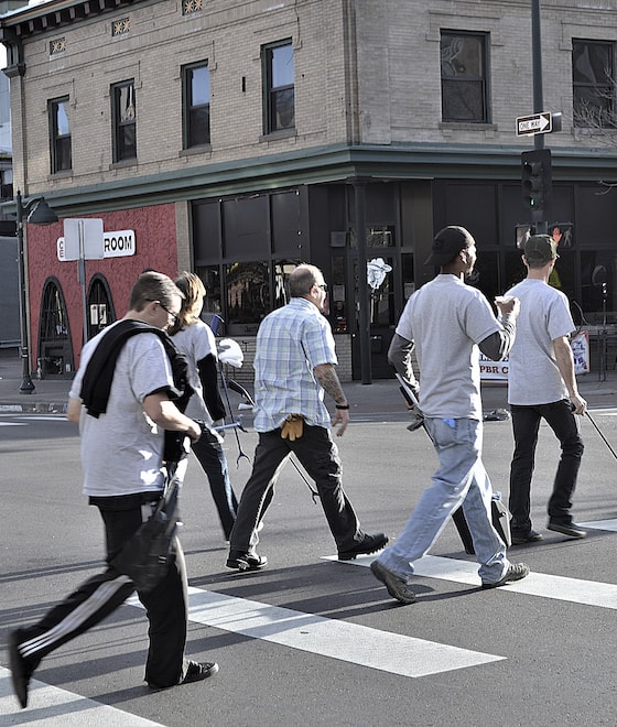 walking across the street